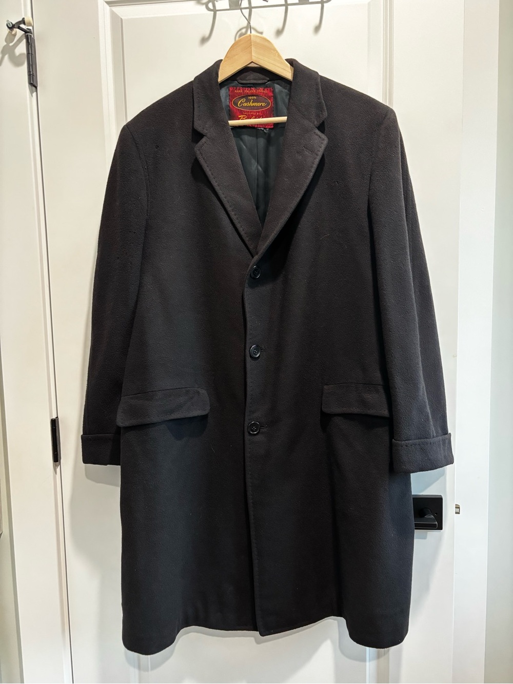 Vintage Burleigh Men's Black 100% Cashmere Pea Coat 1949-60s